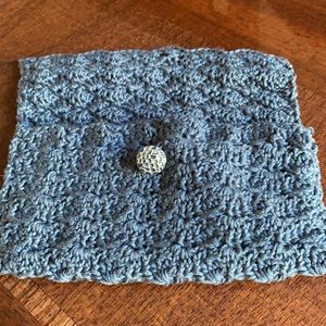 Handmade New blue 4“ x 7“ button flap purse